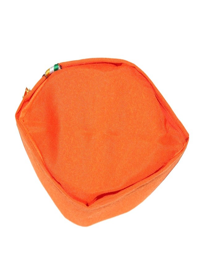 Yanwenx Uttarakhand Pahadi Topi/Cap,Brahmakamal Uttarakhand Topi, Himachali Cap (Orange Cotton) - Image 2